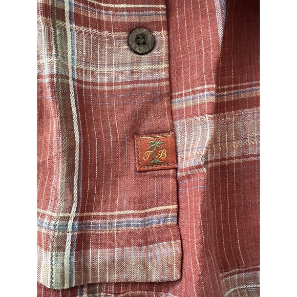 Tommy Bahama Men’s XLOrange Plaid 100% Linen Short Sleeve Button Shirt - Picture 8 of 13